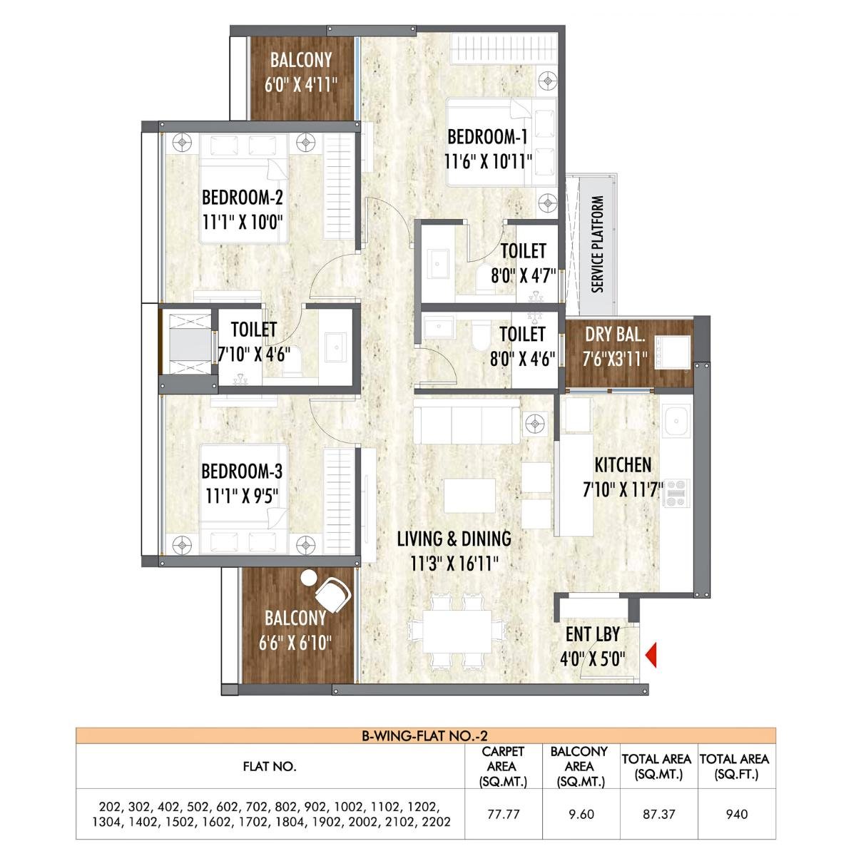 Rahul-Aston-Floor-Plan-Wing-B-940-Sqft
